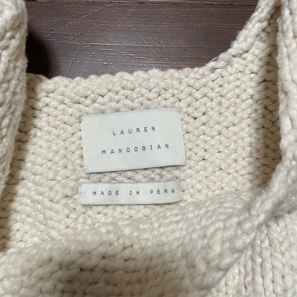 Lauren Manoogian Cream Ribbed Cropped Tank Top - Picture 3 of 3